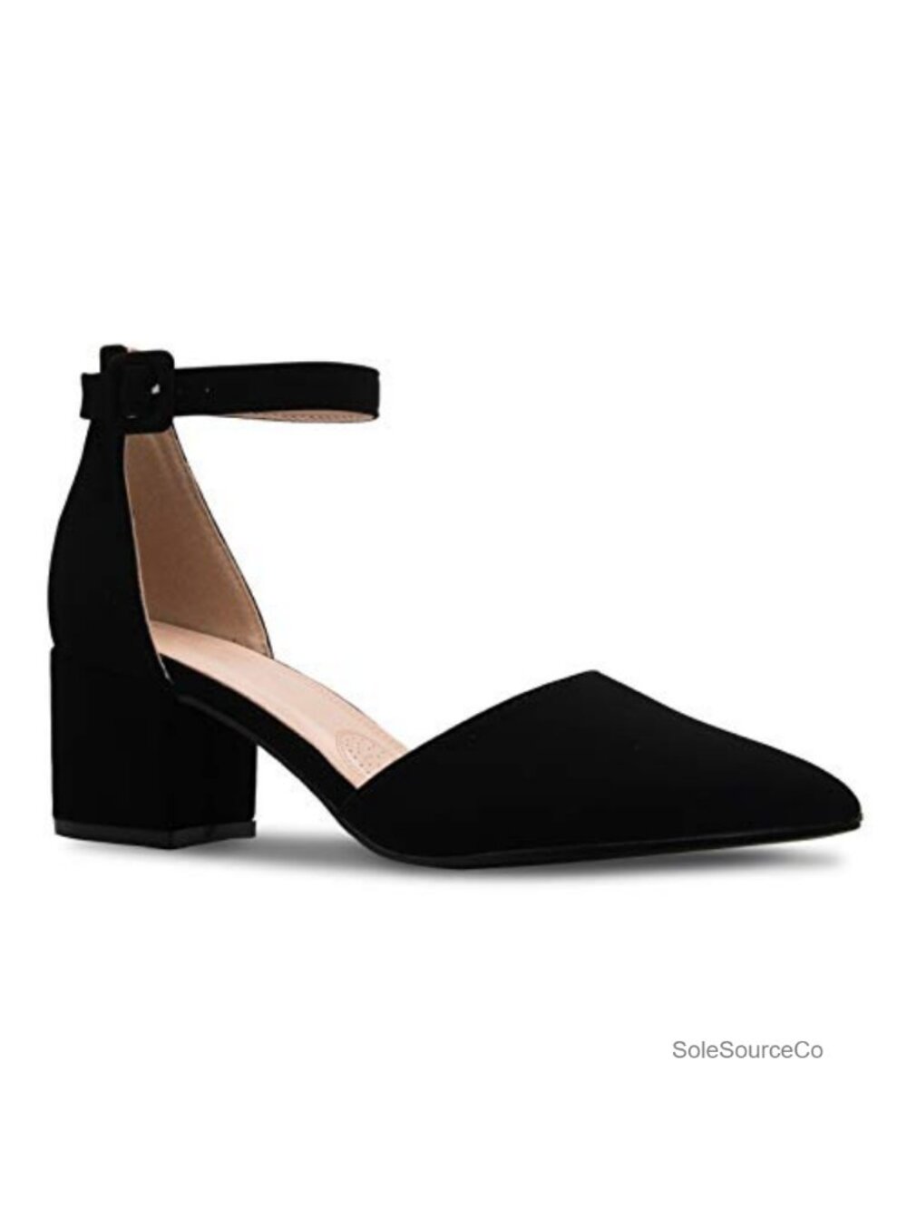 Classic Pumps Kitten Heel Ankle Strap Low Block Heel Vegan Suede Women Shoes